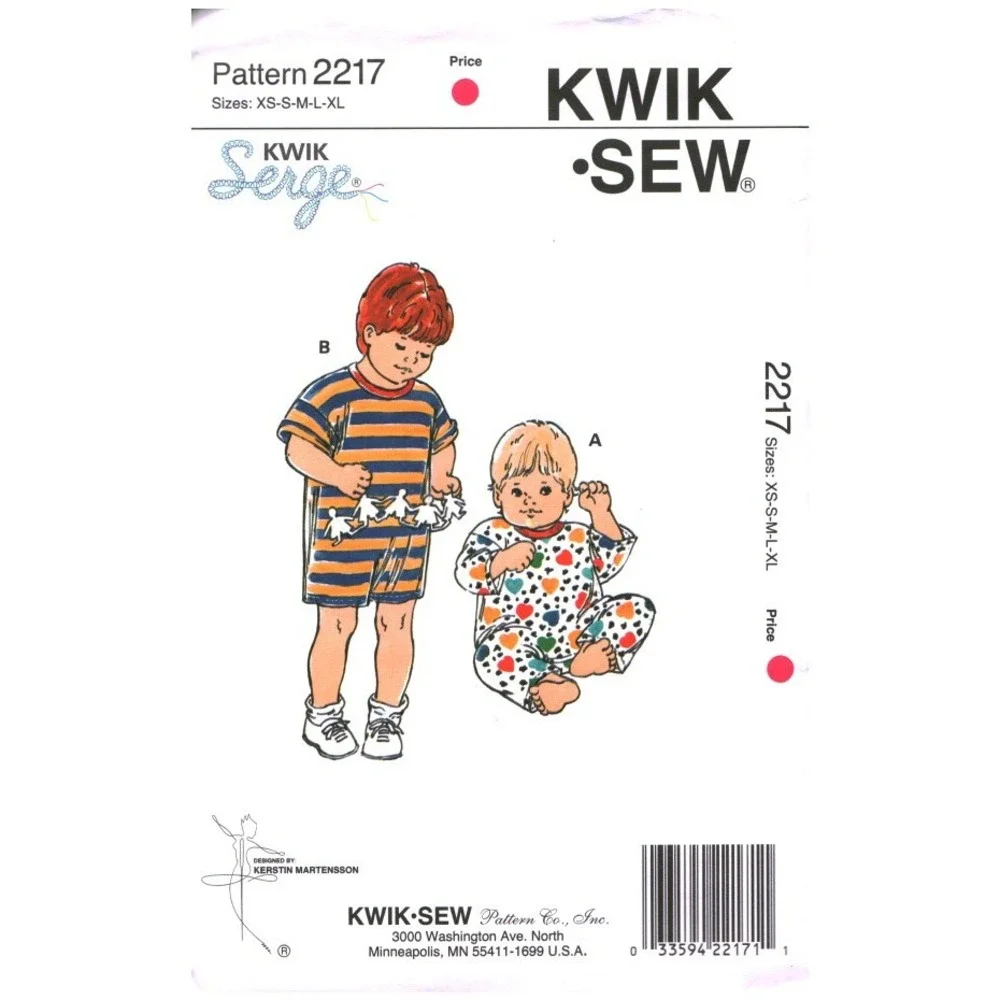 Kwik Sew 2217 Baby Toddler Jumpsuit Sewing Pattern XL Uncut Romper Knit Serger